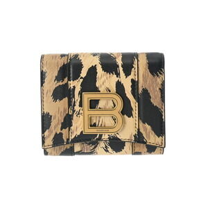 BALENCIAGA Leopard Leather Tri fold Wallet